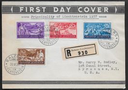 1937 R/ FDC BALZERS - USA ET-o Nr. 122-125 hochwertig ab 1.-
