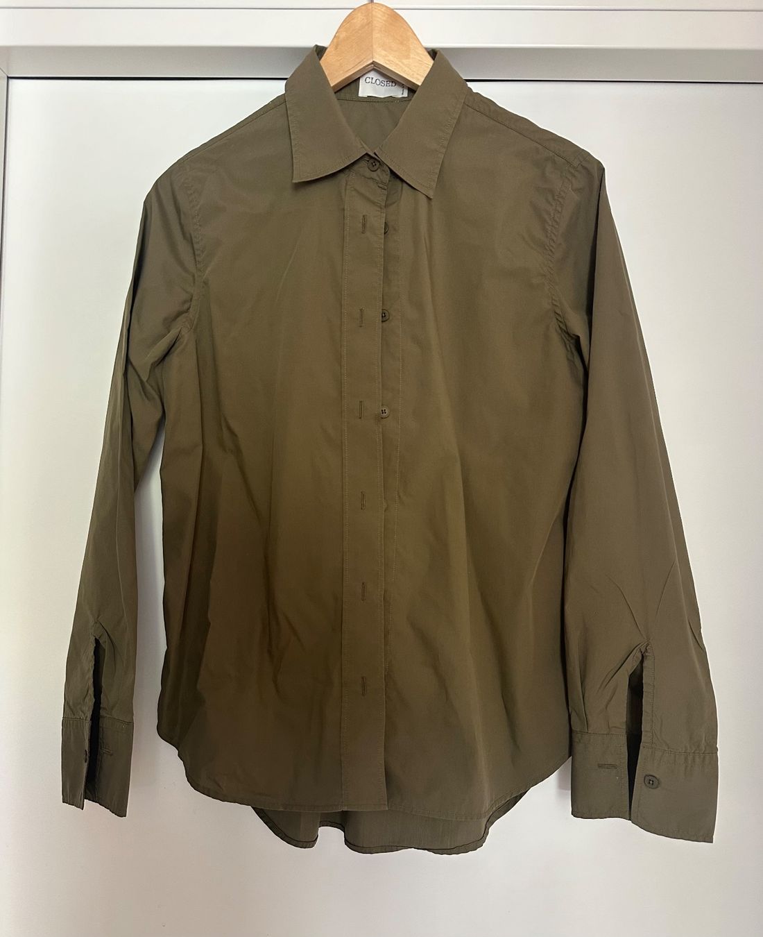 Closed Camicette: CLOSED Bluse Khaki Damen Gr. S Baumwolle – Usato da Flims Dorf venduto da Specials