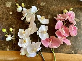 🌸 Künstliche Orchidee, Deko, Floristik, Blumen pink & weiss