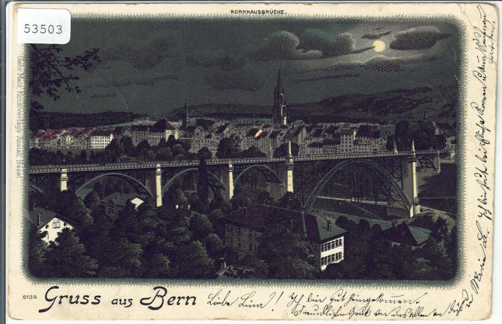 Ansichtskarten: Gruss aus Bern - Mondschein-Litho – Gebraucht aus Ettingen von Kartenplanet