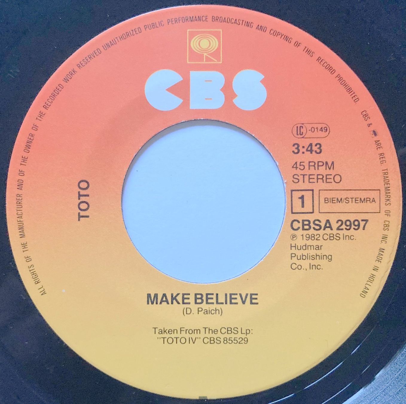 Schallplatten: TOTO - MAKE BELIEVE – Gebraucht aus Bottens von hotter-than-hell 2