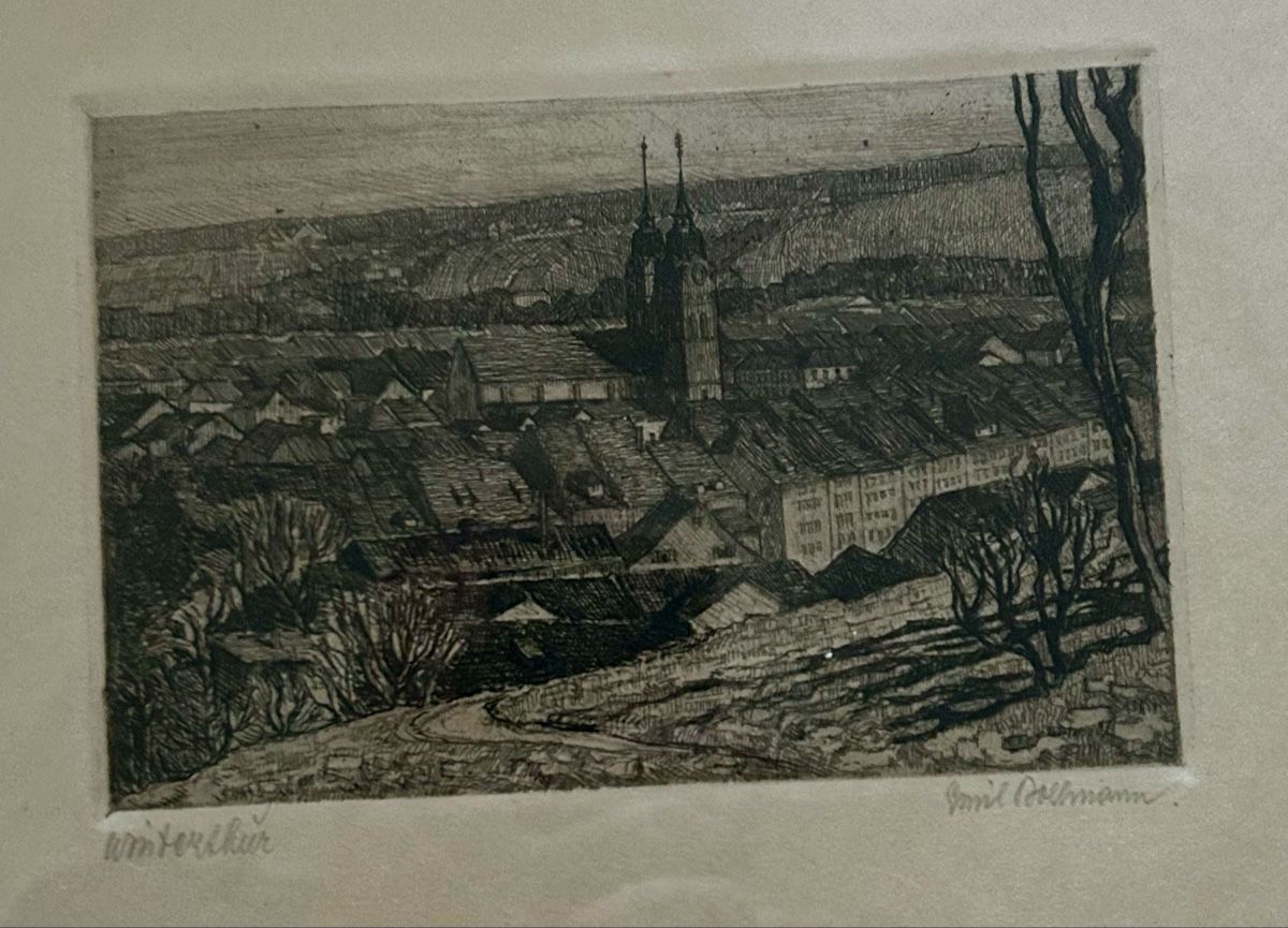 Dipinti: Zwei Radierungen Winterthur von Emil Bollmann – Usato da Frauenfeld venduto da Colonia64 1