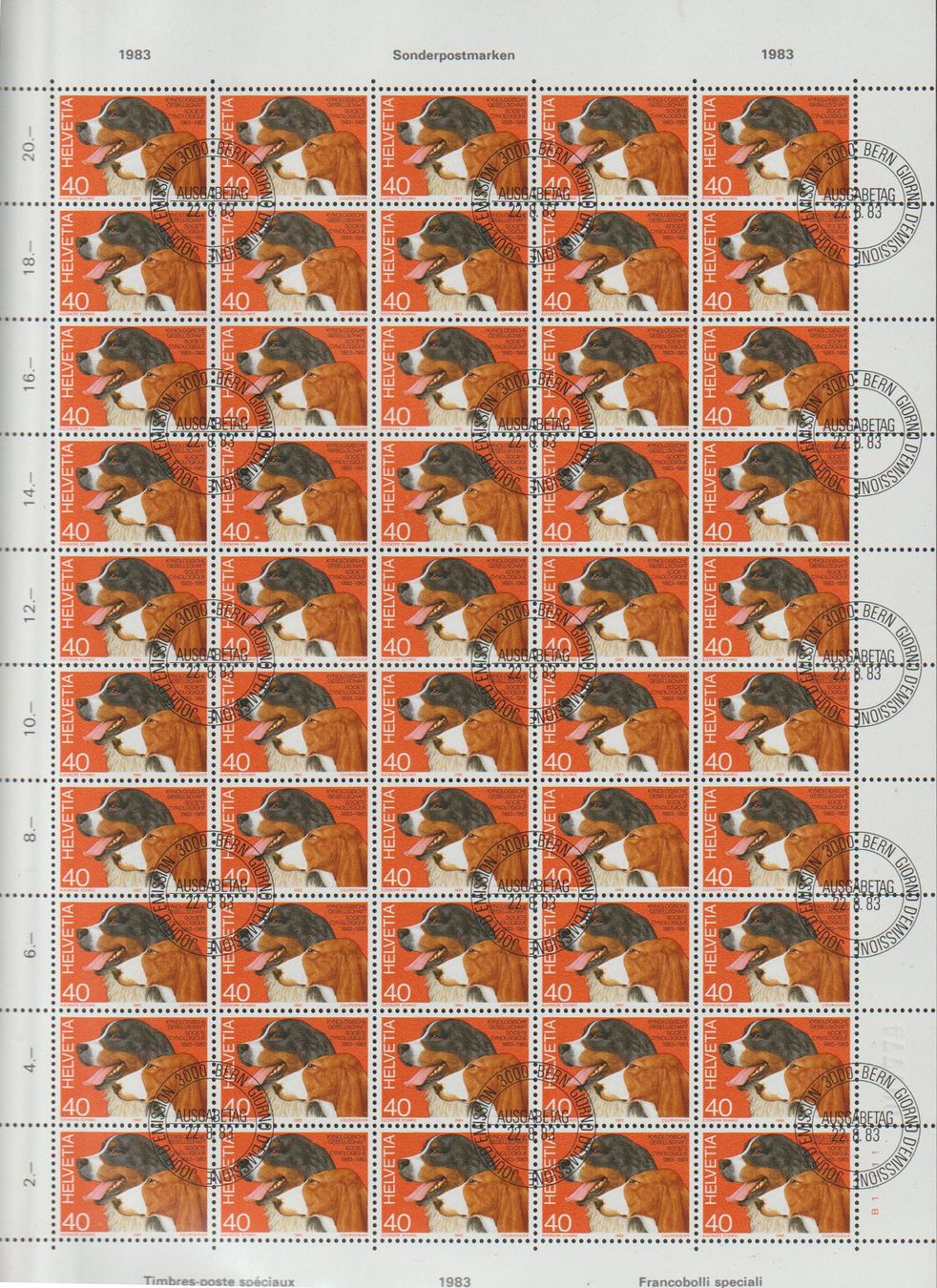 Alle Briefmarken: Timbres-poste spéciaux 1983 Bern 4 feuilles – Gebraucht aus Crans-Montana von kira56