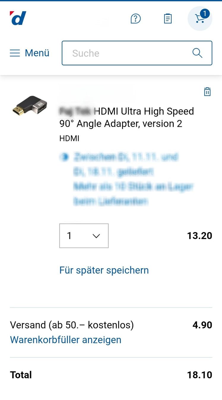 Adattatori: Winkel links HDMI 2.1 Adapter / Digitec CHF 13.20 / UltraHD – Nuovo e nell'imballaggio originale da Uster venduto da -FPS- 2