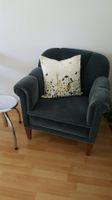 Vintage Sessel blau grün grau Samt Stoff Top Zustand bequem!