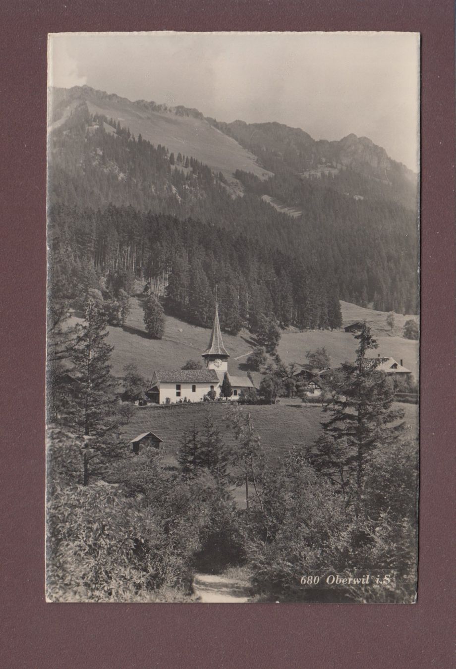 Cartoline postali: OBERWIL - Kirche - 1953 – Usato da Pully venduto da nicecards