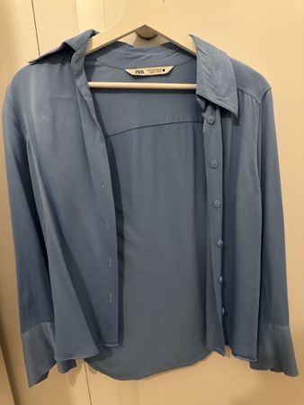 Chemise femme Zara bleu manches longues état usé 