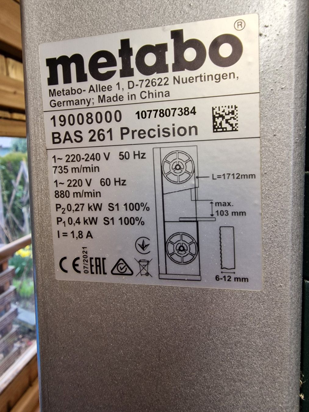 Metabo Sägen: Metabo BAS 261 Bandsäge – Gebraucht aus Pfaffnau von  2