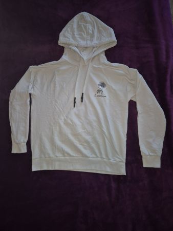 👕Sweat à capuche crème, inscription florale, taille M, top!