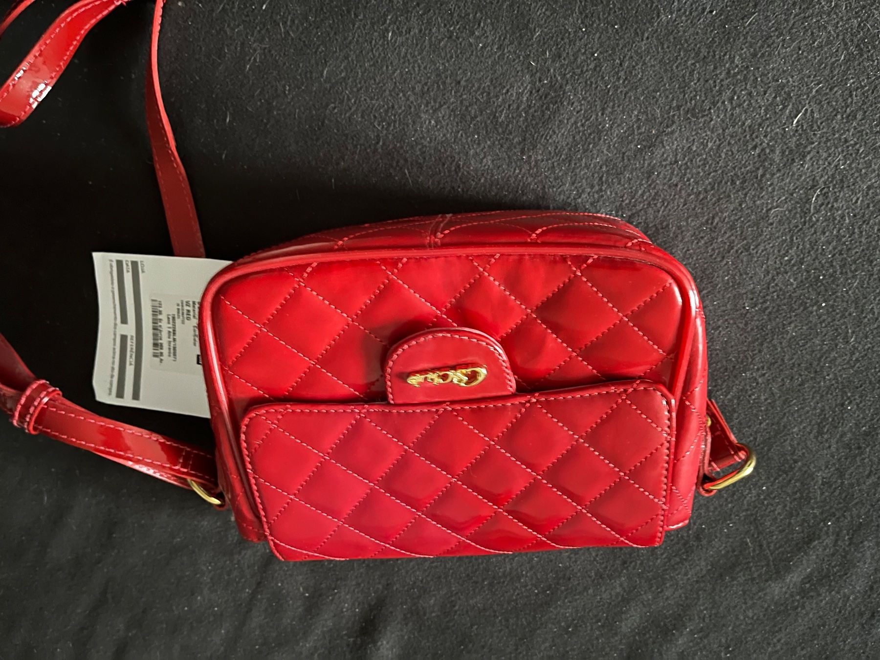 Borse da donna: Rote Lackleder Tasche mit Leopardenfutter, im Sommer-Look – Usato da Luzern venduto da mifulu 1