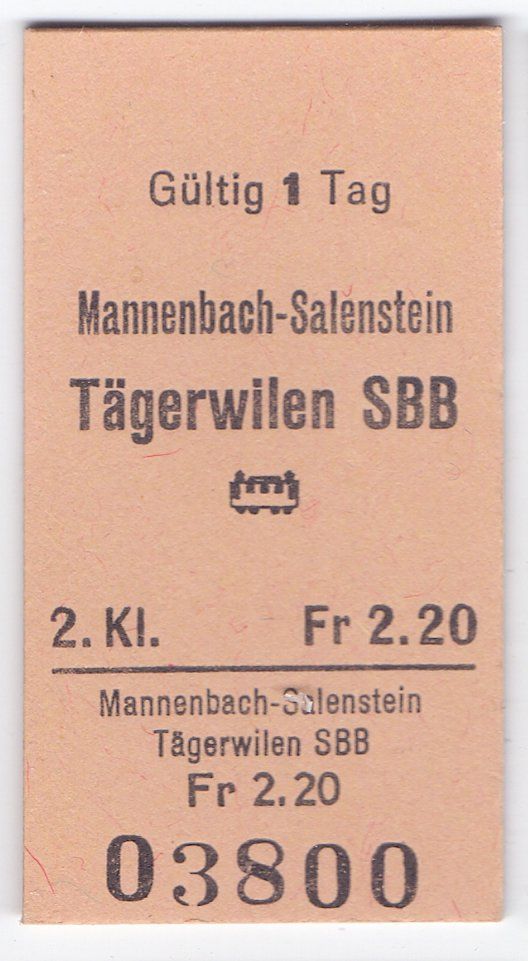 Biglietti: Billette Mannenbach-Salenstein - Tägerwilen SBB – Usato da Langenthal venduto da Sammlungs_aus