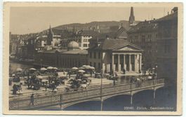 ZÜRICH Gemüsebrücke - Markt - Pferde-Fuhrwerk