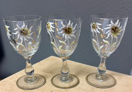 3 x altes Glas / Gläser mit Edelweiss