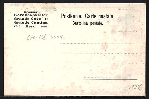 Cartoline postali: Bern, Grosser Kornhauskeller, Grande Cav – Usato da Berlin venduto da bartko-reher 1