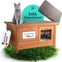 Katzenhaus Outdoor Winterfest Isoliert 67x53x43cm Holz