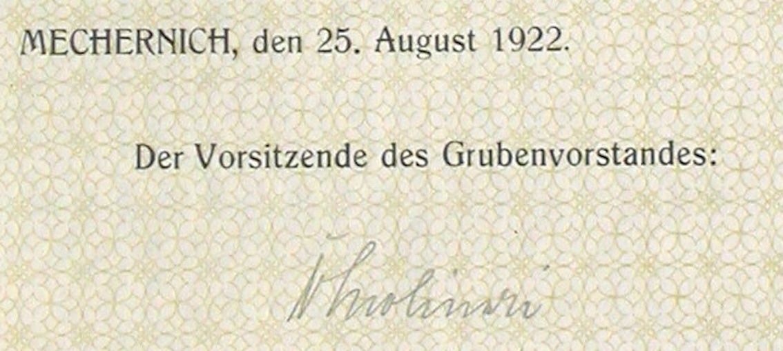 Documenti: Gewerkschaft Mechernicher Werke, Mechernich - 1922 – Usato da Solothurn venduto da Sgasche 1