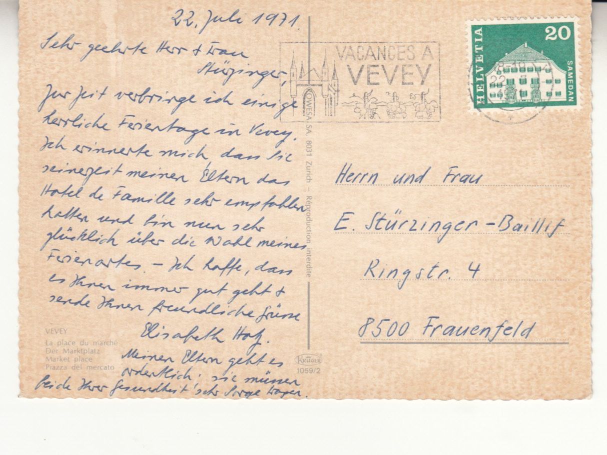 Cartes postales: Vevey 1971 – D'occasion à Bürglen TG par StampGraf 1
