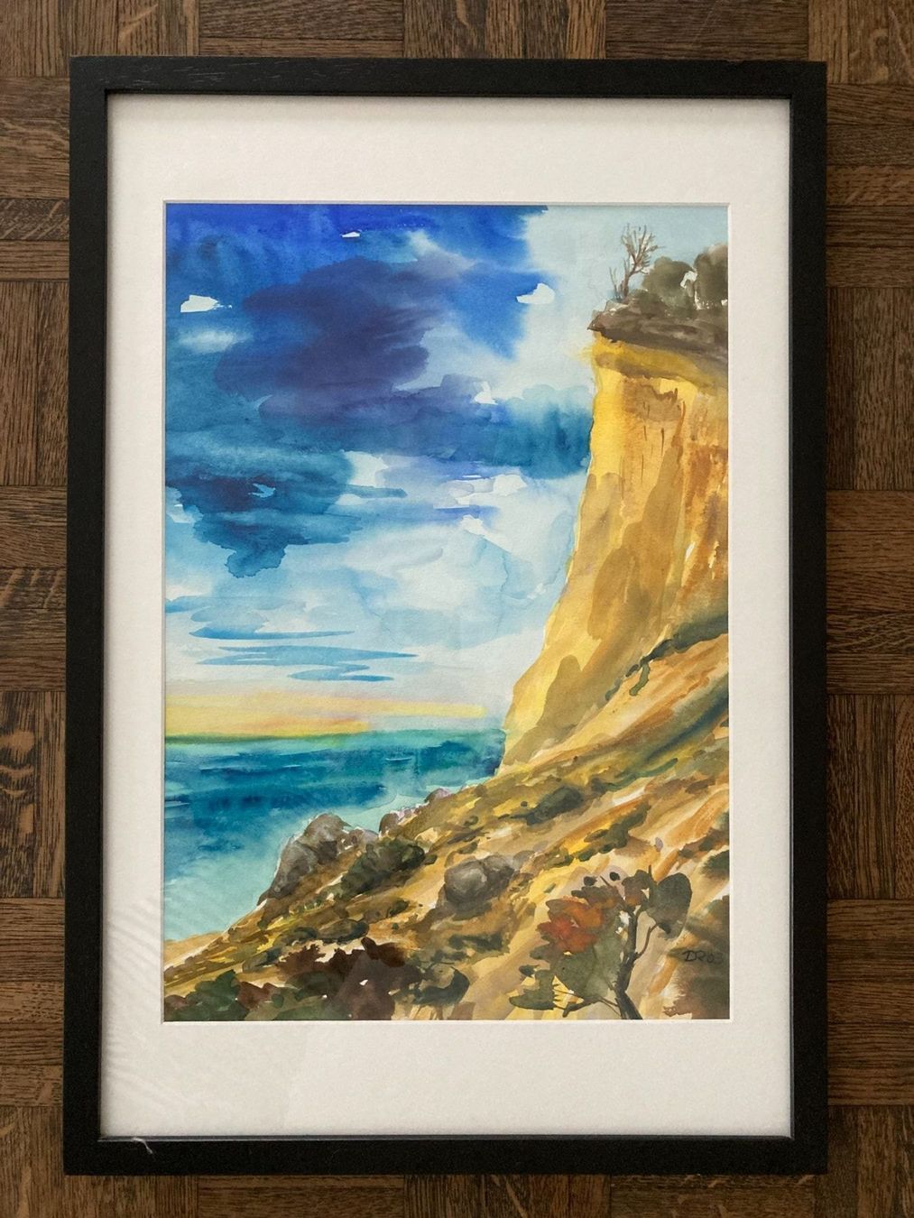 Dipinti: GEMÄLDE  AQUARELL  MEER  KLIPPE  LANDSCHAFT  gerahmt/Glas – Usato da Subingen venduto da ArtBead 5