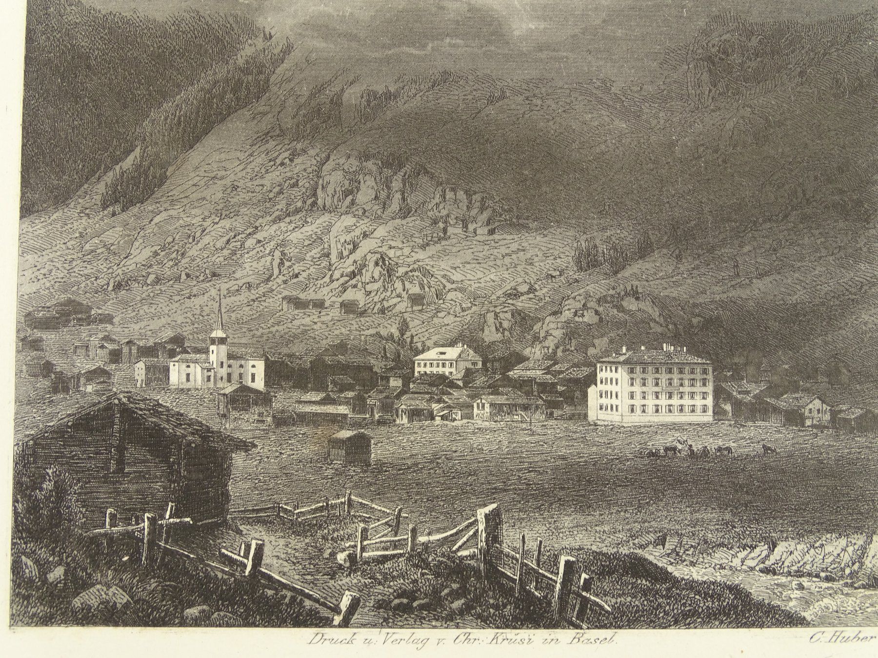 Gravures: ZERMATT, AQUATINTA 1865 – D'occasion à Grüningen par Kartensammler 3