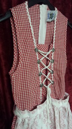 Isar Trachten Kinder Dirndl 2Tl rot weiss mit Schürze Gr 140