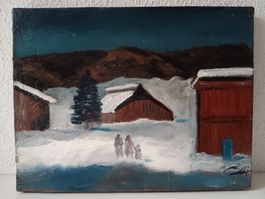 Peinture à l'huile sur toile signée (35,5 cm x 27 cm)