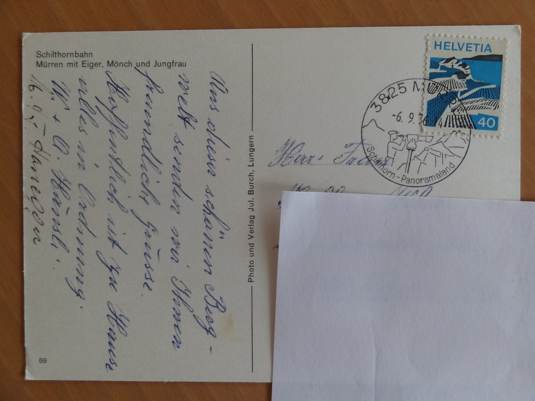 Cartoline postali: Mürren - Schilthornbahn - 1976 – Usato da St Léonard venduto da Riglin 1