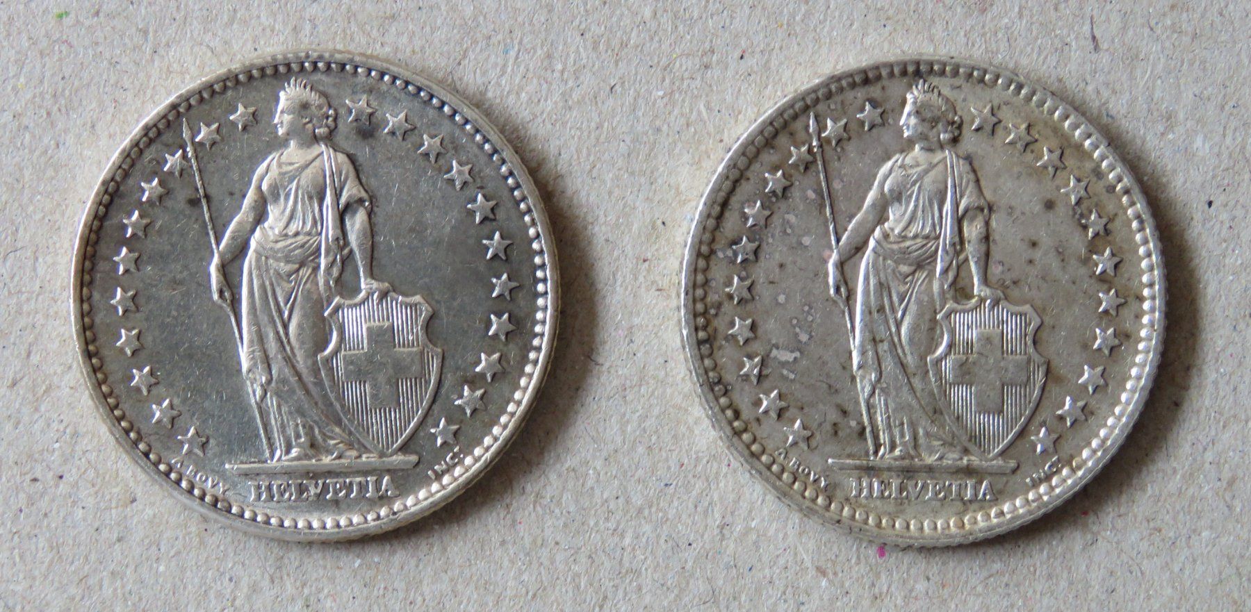 Alle Münzen: 2 x Fr. 2.-  1963 und 1965 – Gebraucht aus Kreuzlingen von Koi4 1
