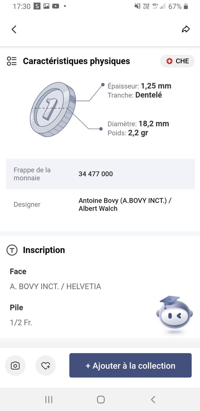 Alle Münzen: Pièce ½ Franc Suisse 1971 – Gebraucht aus La Chaux-de-Fonds von Marteaux 3