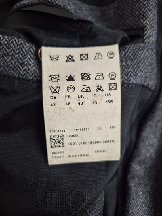 Herren Sakko Hugo Boss blau/grau Fischgrätenmuster Grösse 48 (Gebraucht ...