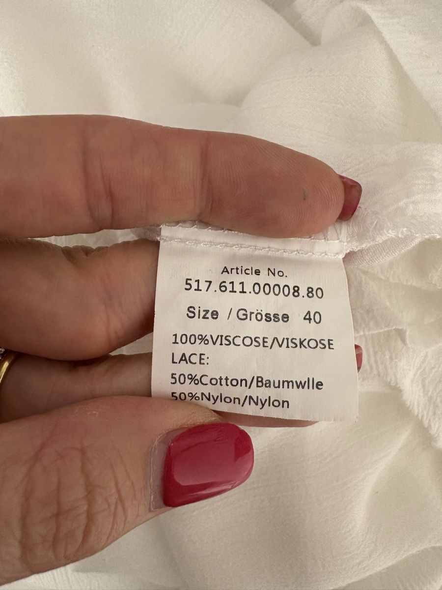 Camicette: Glamour Crown Bluse Gr. 40 Weiss mit Spitze Viskose – Usato da Regensdorf venduto da secondchancefashion 5