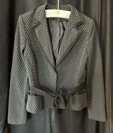 H&M Women's Polka Dot Belted Blazer - Black/White - Size 38