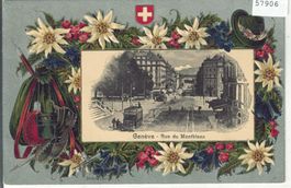 Geneve - Rue du Montblanc - Edelweiss-Präge-Litho