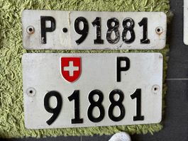 Paar Nummernschilder PTT Post 91881 antik f. Sammler