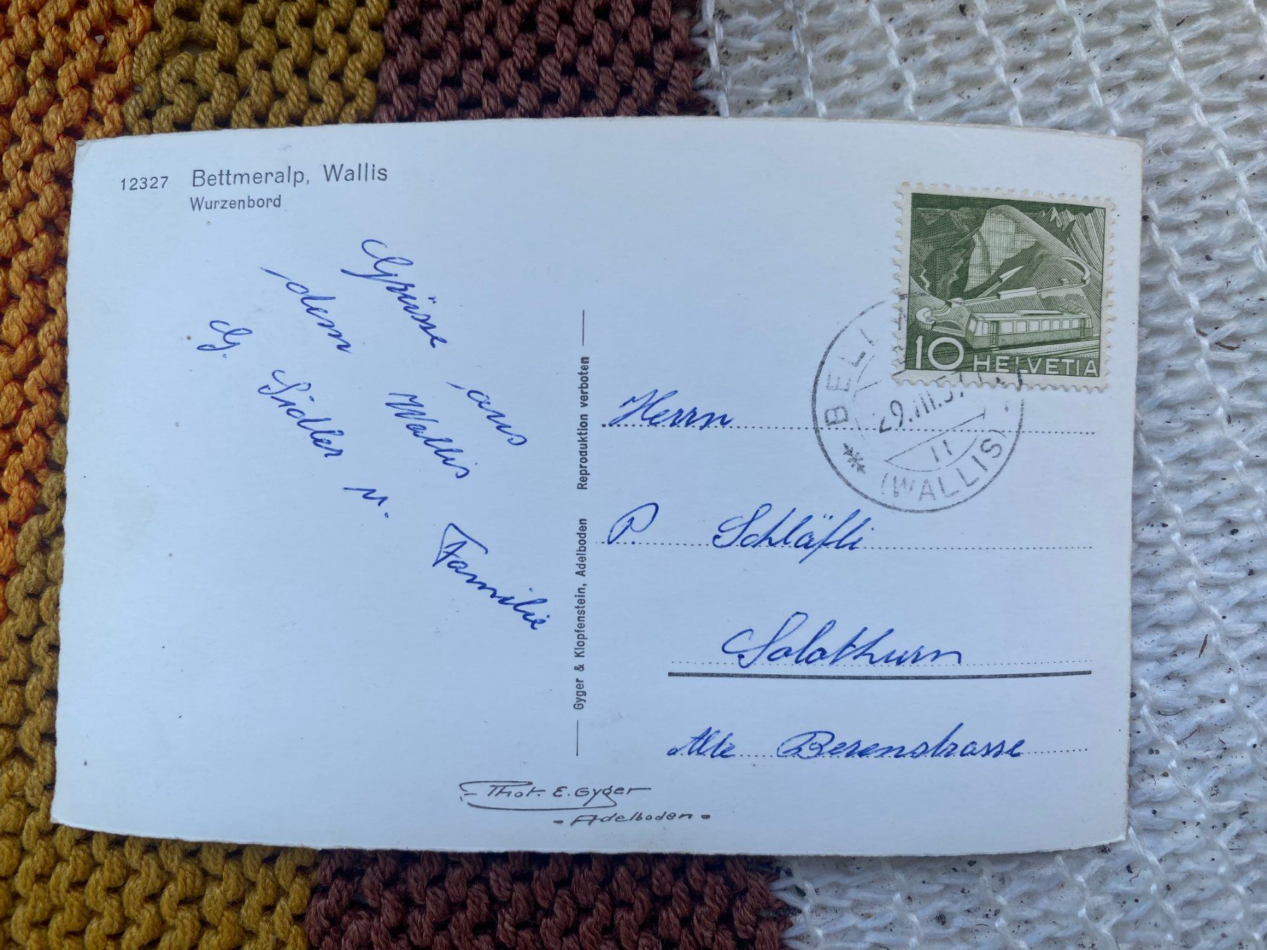 Cartoline postali: 1957 AK Bettmeralp – Usato da Langendorf venduto da Antik-Samariter 1