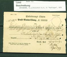 Vorphilatelie BADEN POSTSCHEIN 1874 (AX435)