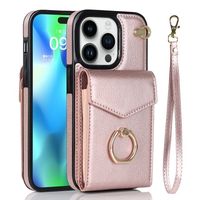Schutzhülle Etui für iPhone 15 Pro mit Kartenfächer + Gurt