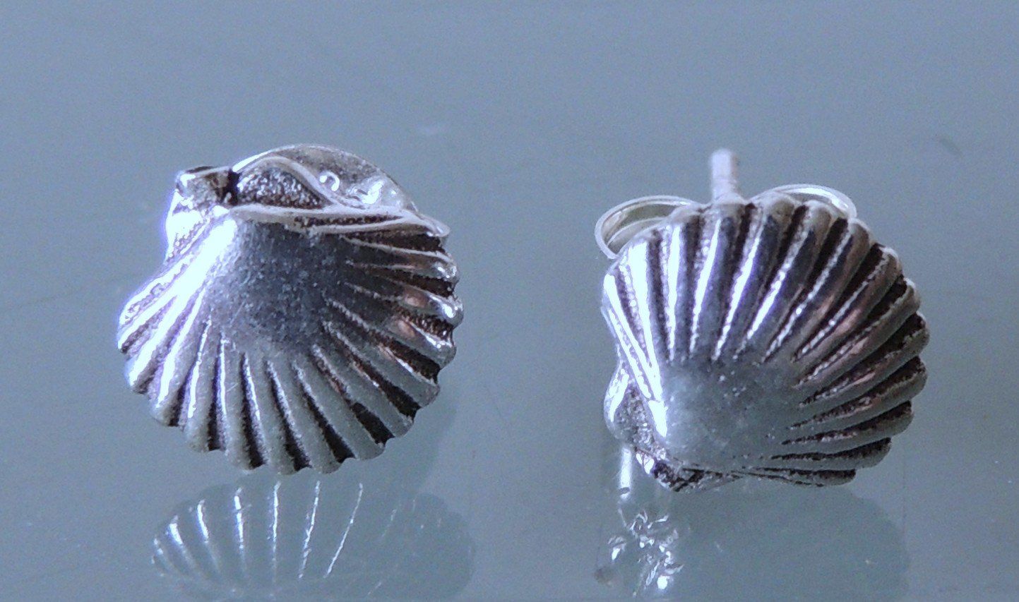 Orecchini pendenti & Orecchini a lobo: Silber 925 Muschel Ohrstecker 8 mm – Nuovo e nell'imballaggio originale da Waldenburg venduto da schaller707