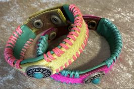 Leder Armband bunt Boho Ibiza Hippie Set