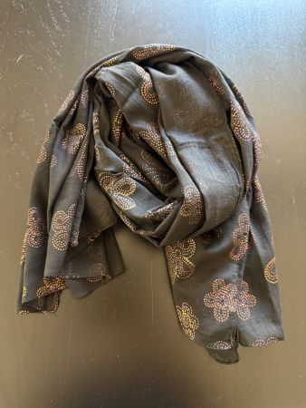 Schwarzer Schal mit Blumenmuster, Glitzer, Top Zustand!