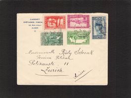 Beleg : Algerien - Zürich , gelaufen 1938
