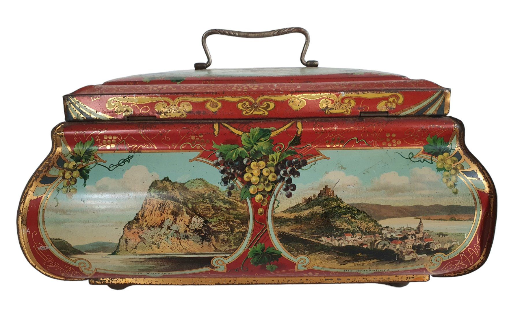Barattoli: grosse, antike Biscuit Blechdose ca.1910 – Usato da Flawil venduto da JaguarXJSHE 1