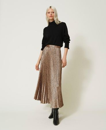 Twinset Pleated Skirt Animal Print