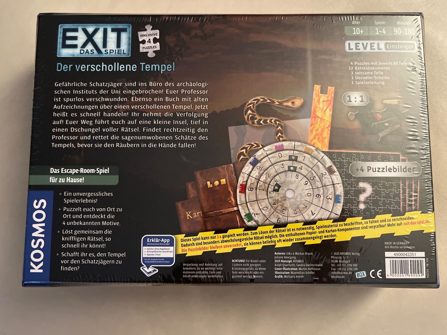 Puzzles: Puzzle Exit das Spiel der verschollene Tempel – Neu und originalverpackt aus Adligenswil von Phoenix2017 1