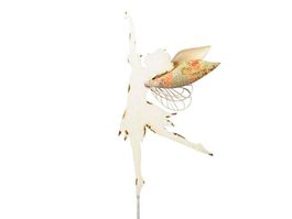 Elfe am Stab altweiss Metall 130cm, Motiv: 59 x 31cm