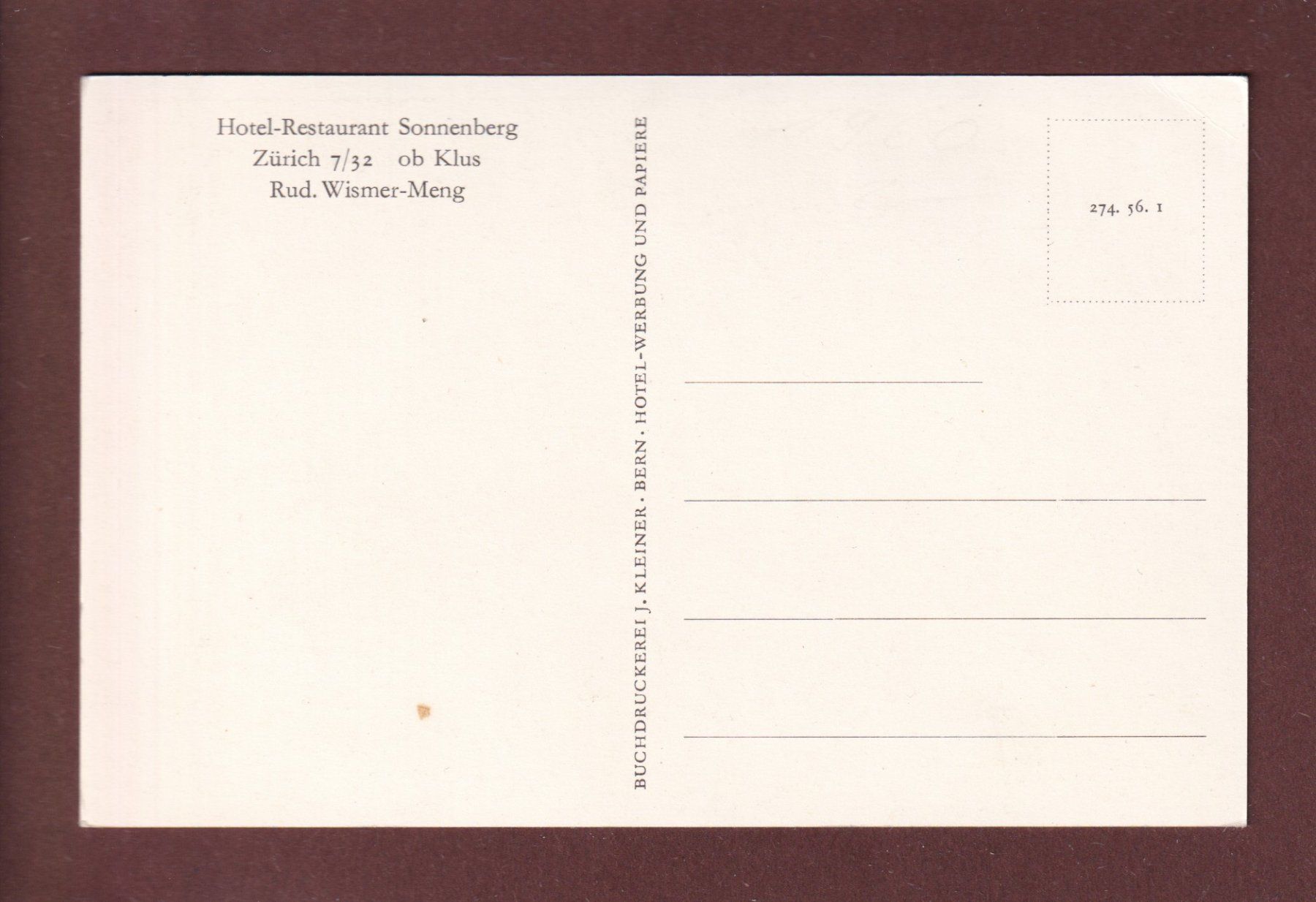 Cartoline postali: Restaurant SONNENBERG ob Klus – Usato da Pully venduto da nicecards 1