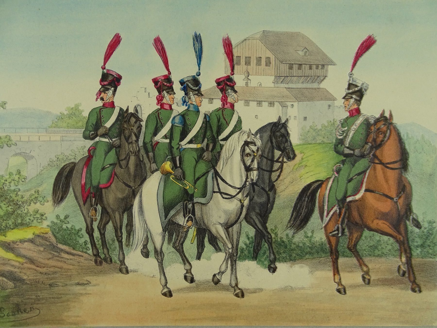 Poster & Bilder: THURGAUER MILIZEN, LITHOGRAPHIE UM 1890 – Gebraucht aus Grüningen von Kartensammler 2