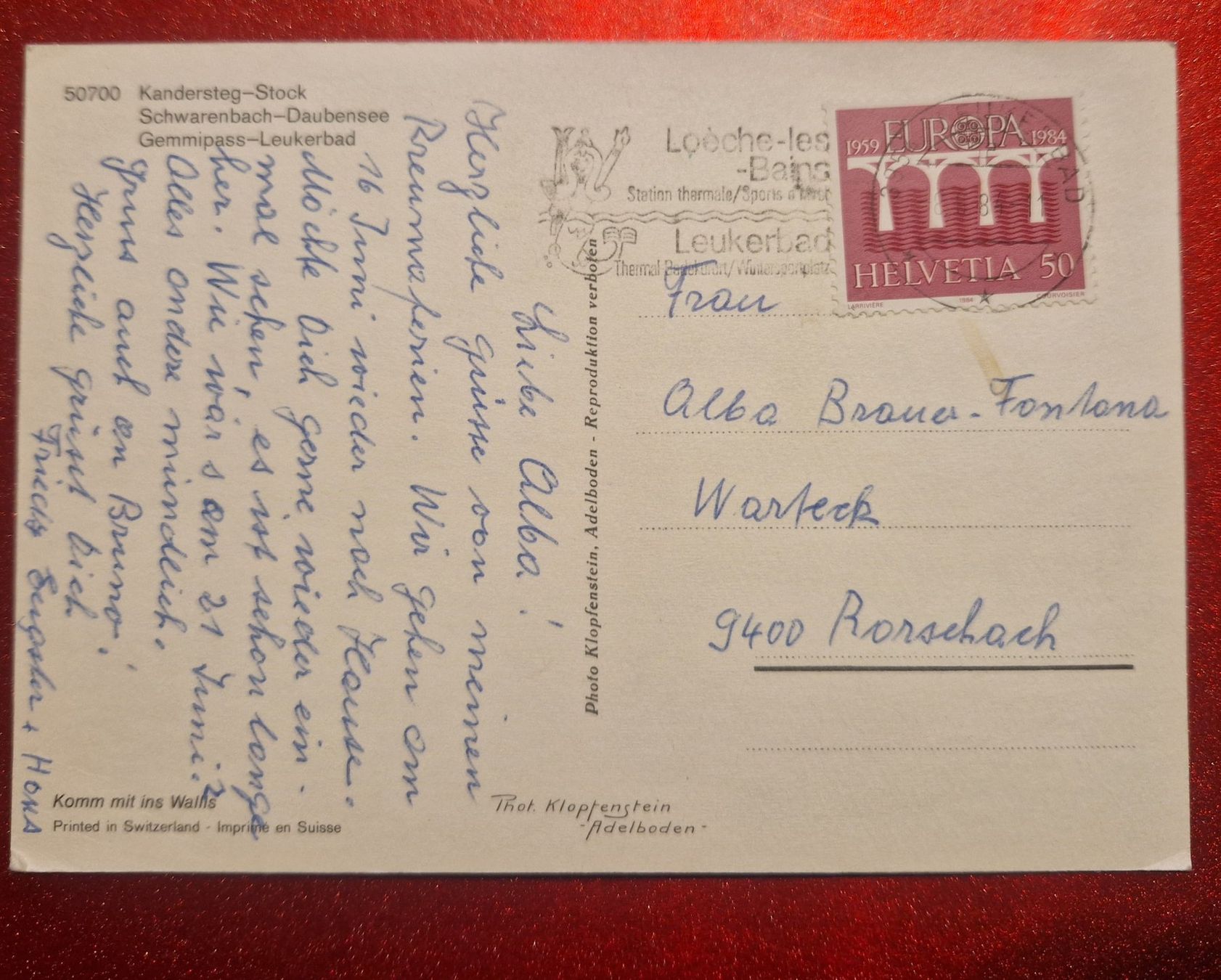 Cartoline postali: Gemmiweg 1984 – Usato da Melchnau venduto da Arthurius 1
