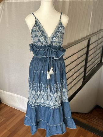 Sommerkleid Duo geblümt blau Gr. TU neu
