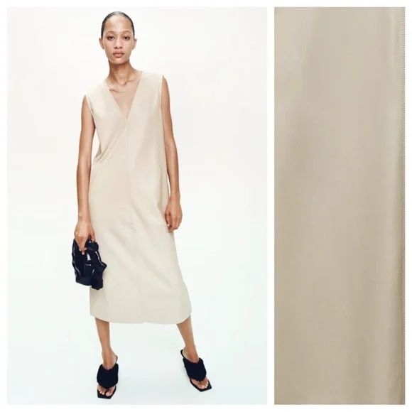 Zara Vestiti: Beiges Kunstleder Kleid XS – Usato da Wallisellen venduto da Miu_