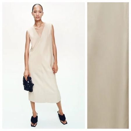 Beiges Kunstleder Kleid XS